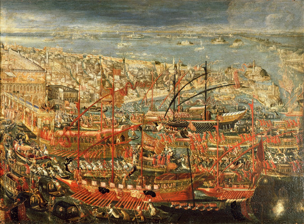 El regreso triunfal del Dogo Francesco Morosini a Venecia de Italian School