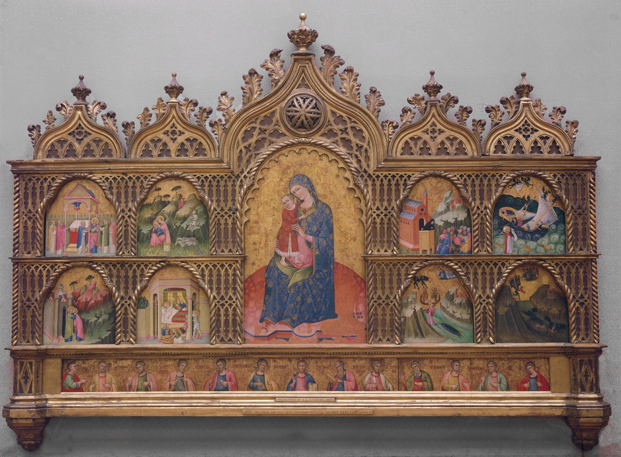 La Virgen y el Niño con escenas legendarias de Italian School