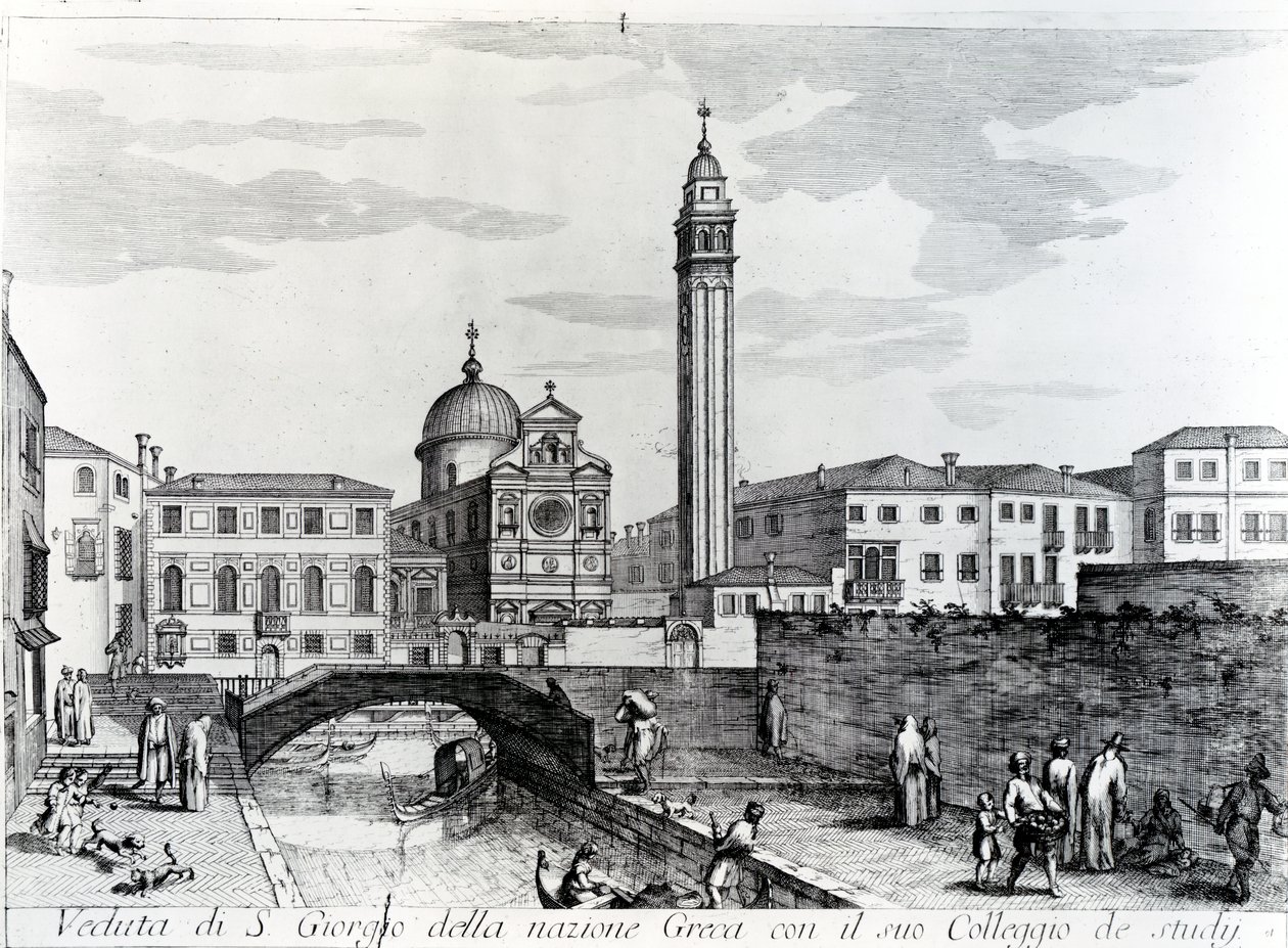 Vista de San Giorgio dei Greci y la Escuela Flanginiana, Venecia de Italian School