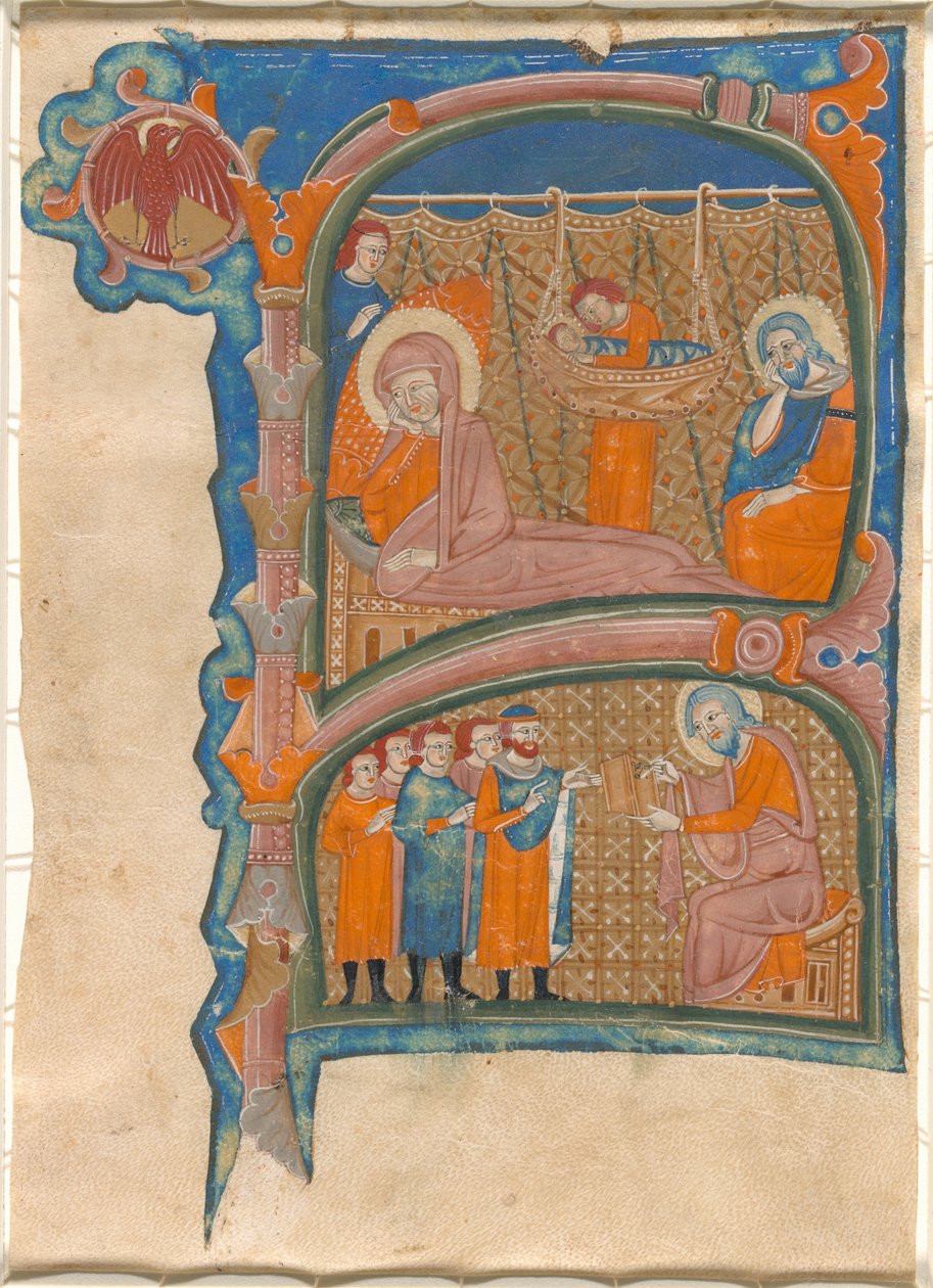 Nacimiento y nombramiento de Juan el Bautista de Italian 13th Century