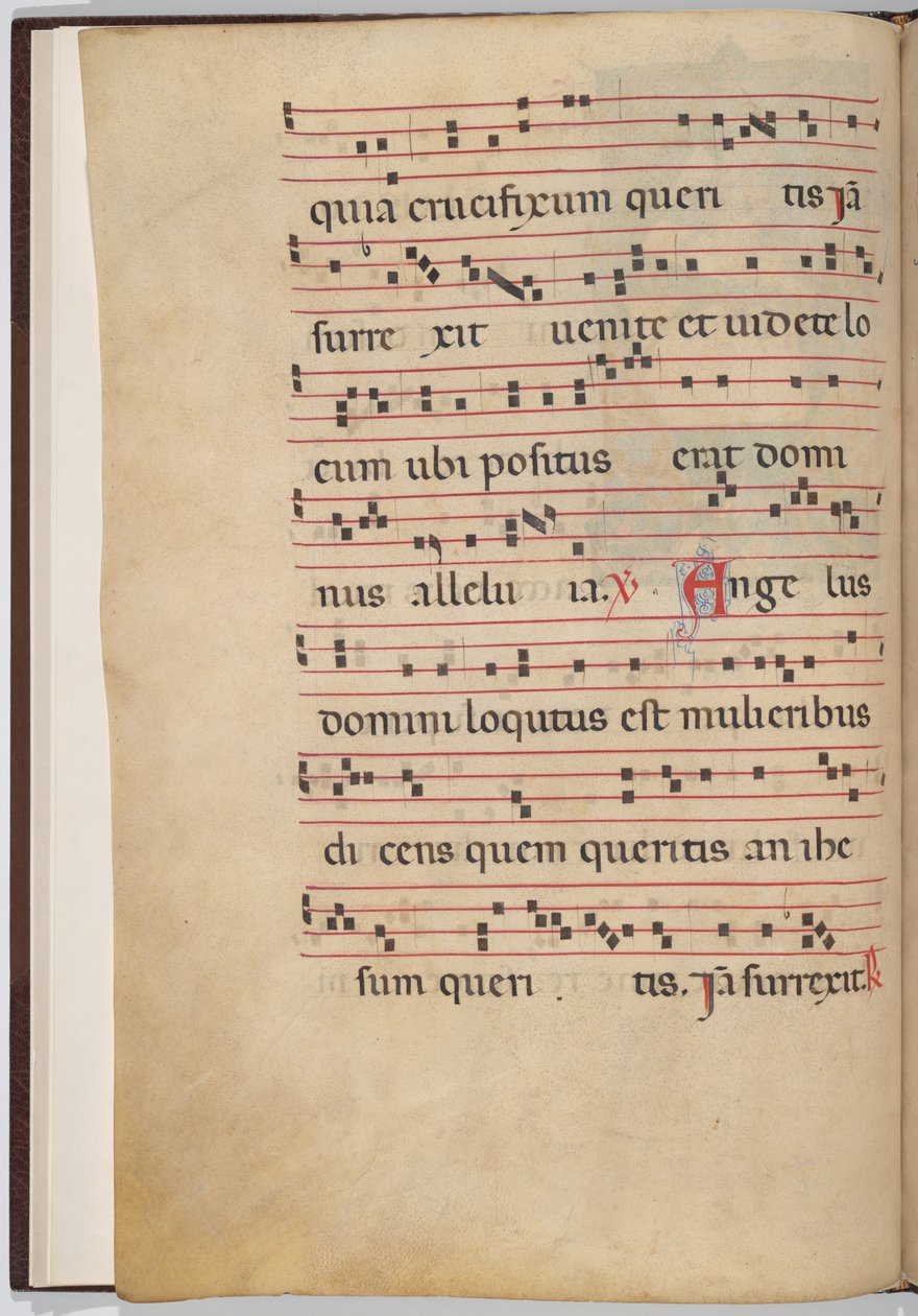 Hoja 1 de un Fragmento de Antifonario (verso) de Italian 13th Century