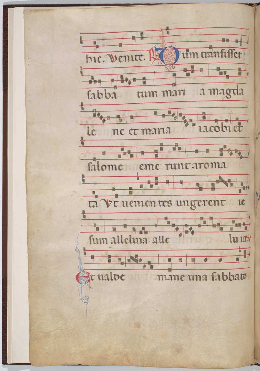 Hoja 2 de un fragmento antifonal (verso) de Italian 13th Century