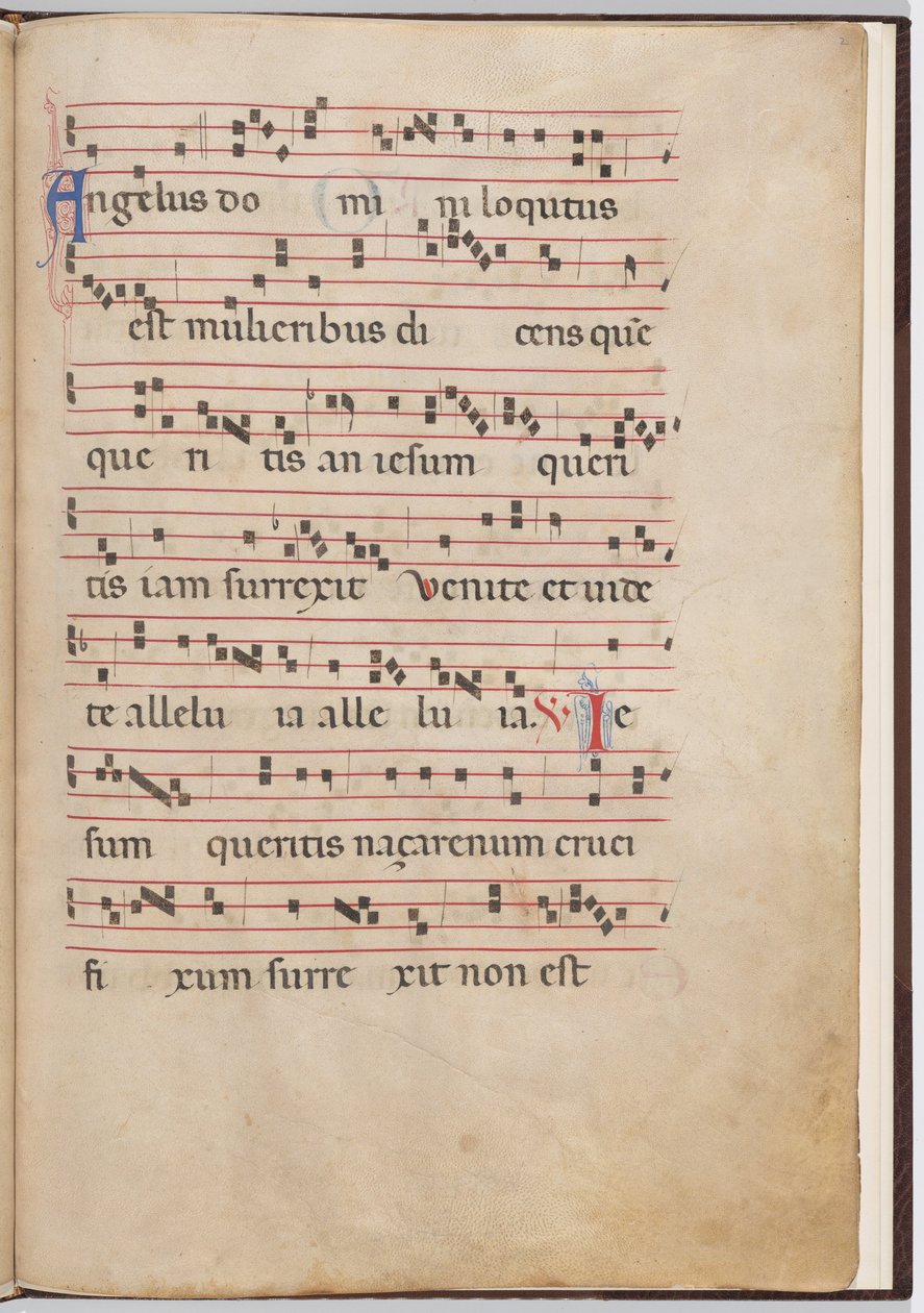 Hoja 2 de un fragmento antifonal de Italian 13th Century