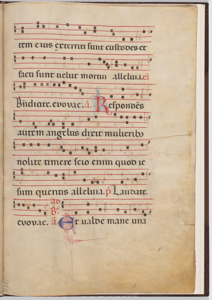 Hoja 4 de un fragmento antifonal de Italian 13th Century
