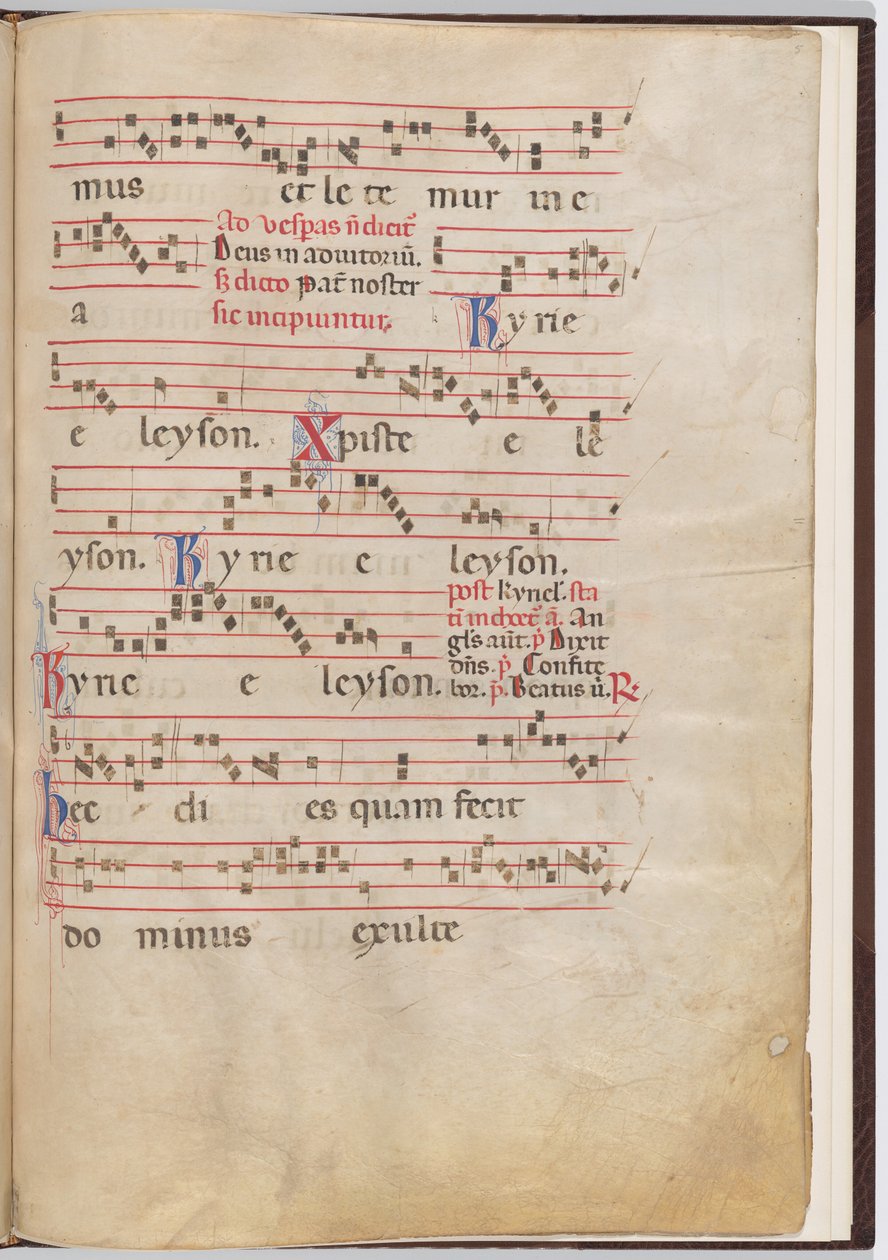 Hoja 5 de un fragmento antifonal de Italian 13th Century
