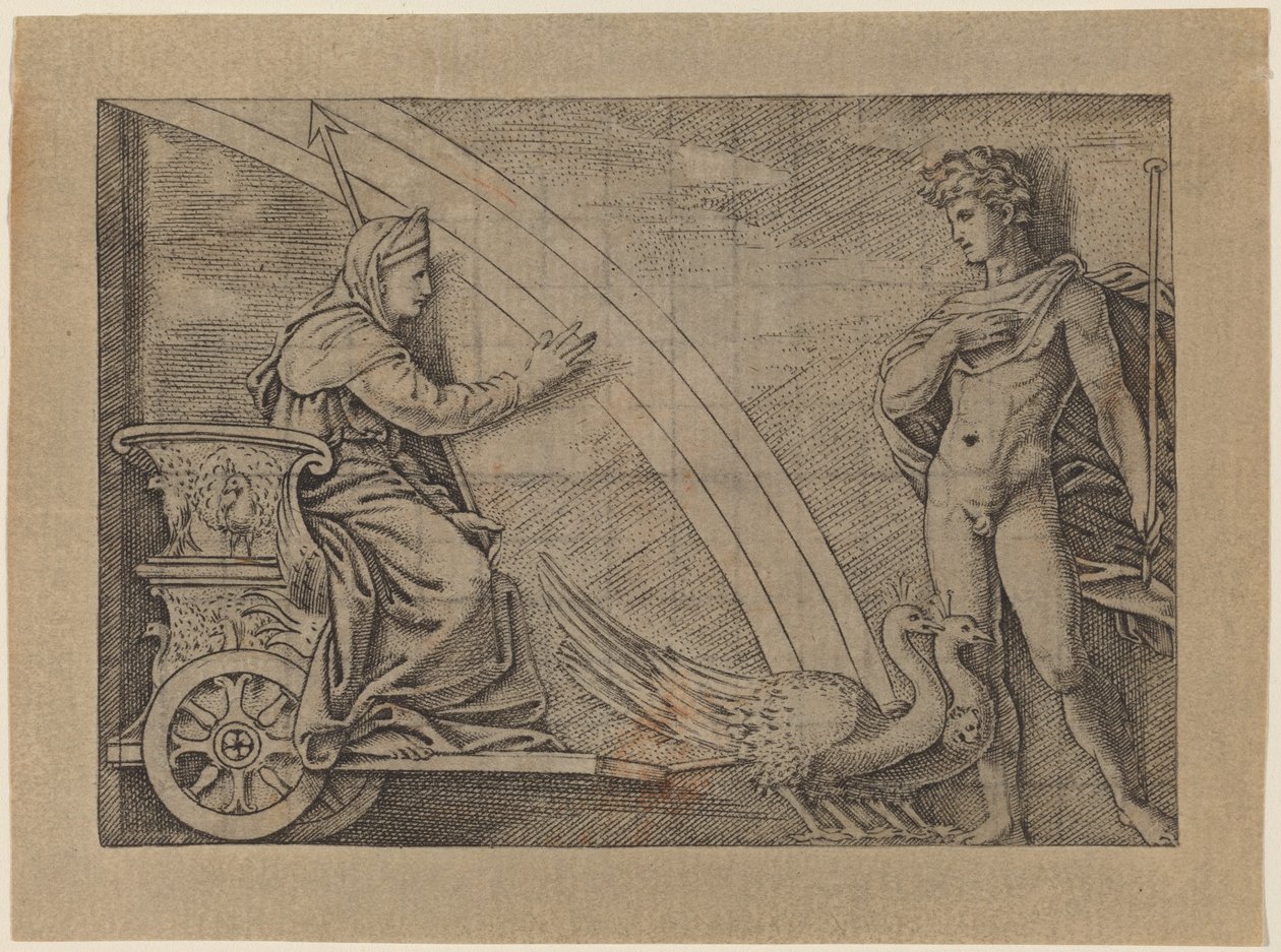 Juno en un Carro Tirado por Pavos Reales de Italian 16th Century