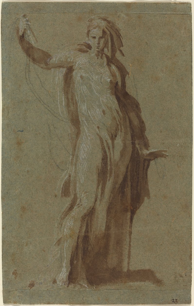 Mujer de pie sosteniendo un pergamino de Italian 16th Century