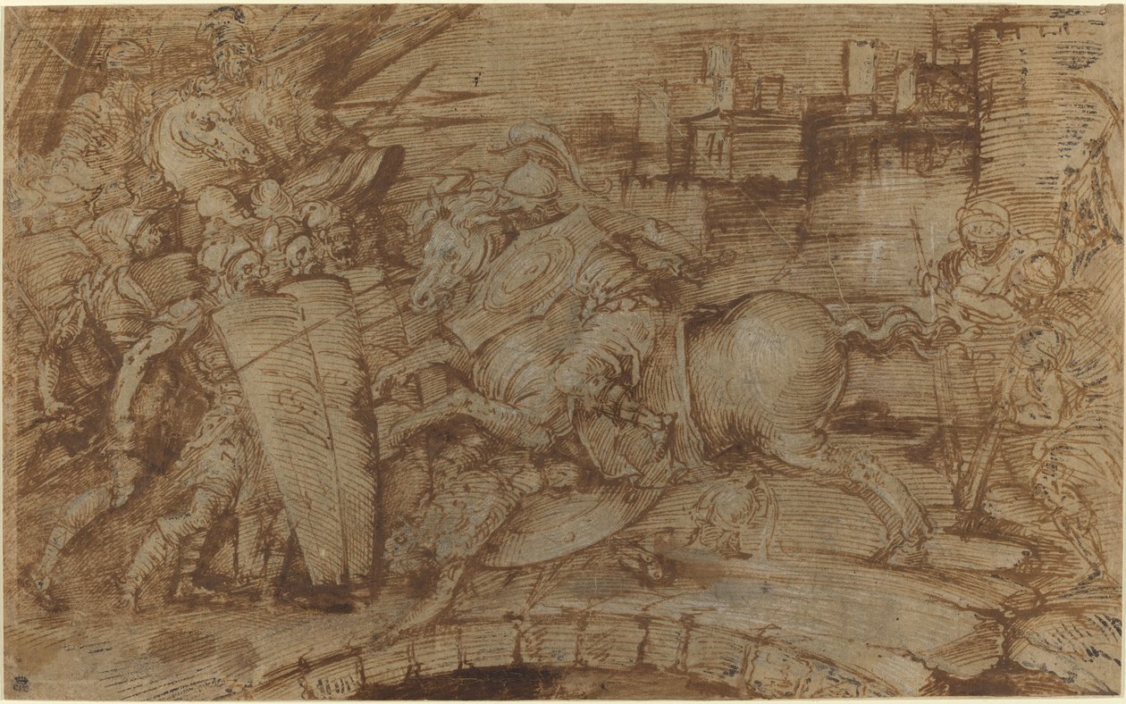 Horacio Cocles Defendiendo Roma de Italian 16th Century or Master of the Victoria and Albert Diableries
