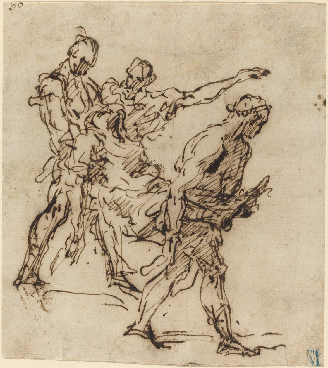 Figuras llevando un cuerpo de Italian 17th Century