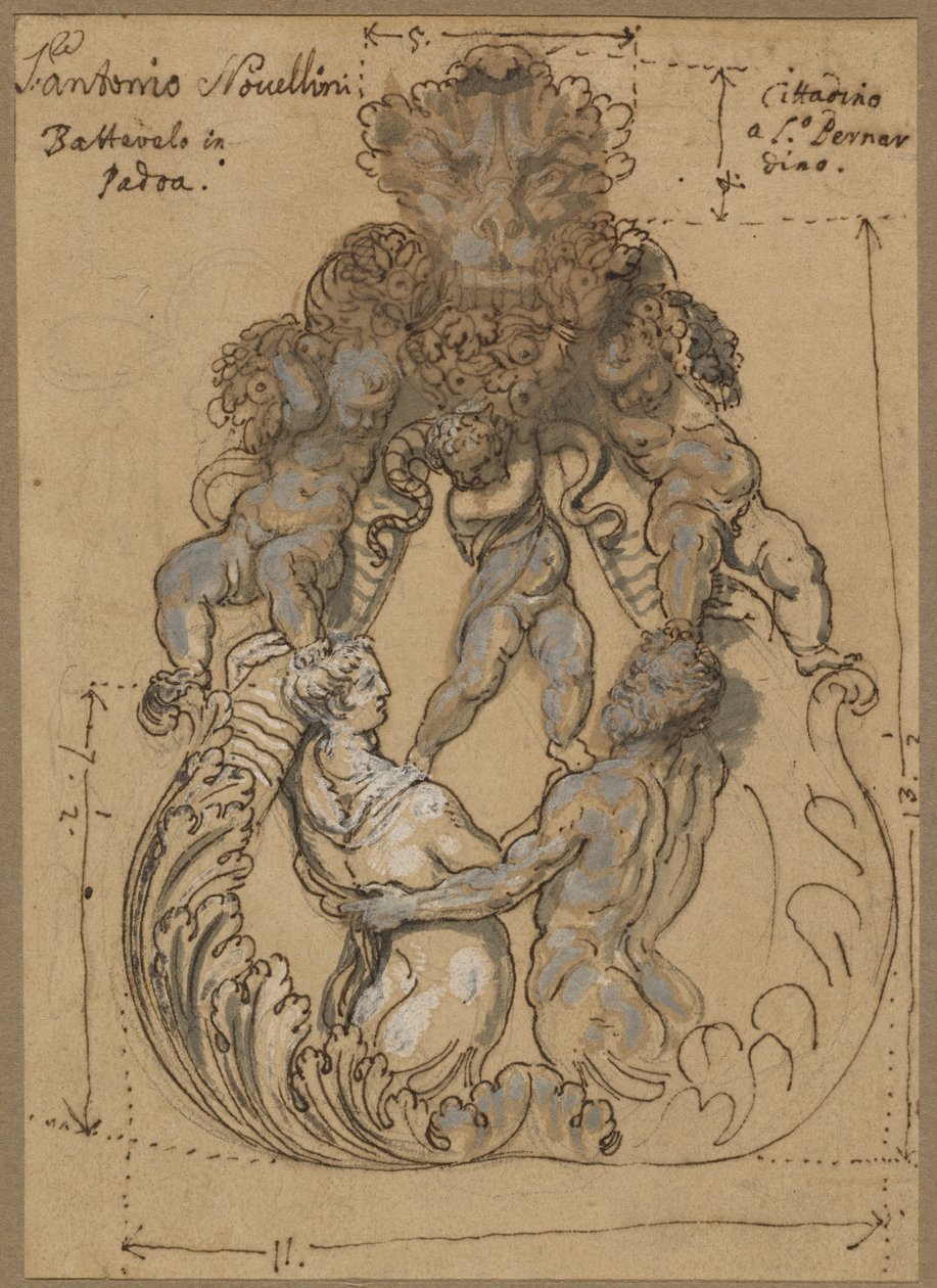 Aldaba con Tritón, Nereida y Putti de Italian 17th or 18th Century