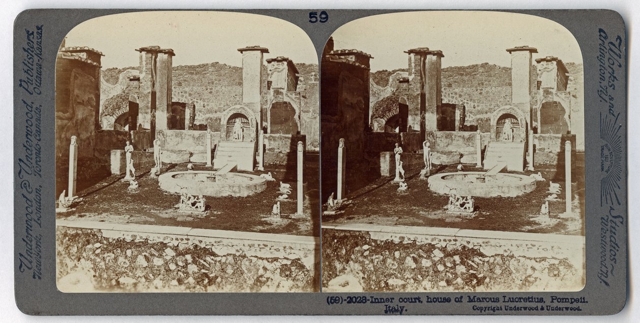 La Casa de Marcus Lucretius, Pompeya, de The Underwood Travel Library, 1895 de Italian Photographer