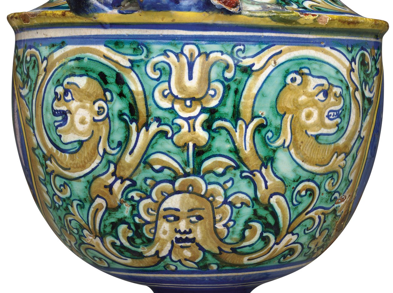 Un jarrón de dos asas de mayólica de Deruta, c.1525-50 de Italian School
