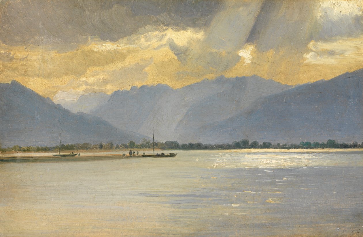 Un paisaje montañoso de Italian School