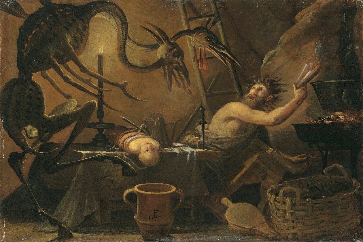 Una escena de brujería de Italian School