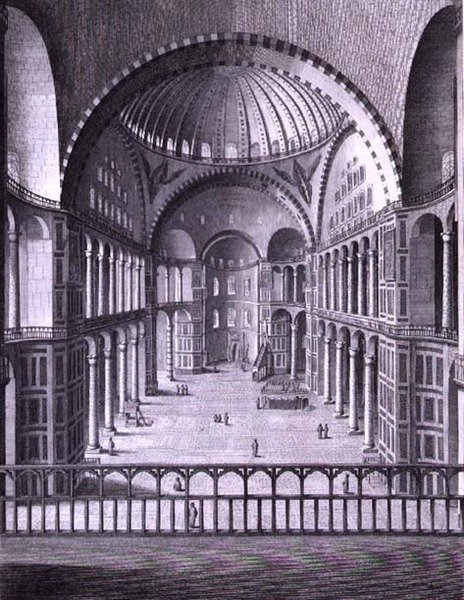 Vista del interior de la mezquita de Santa Sofía en Constantinopla tomada en 1786, grabado por Domenico Pronti 1788 (grabado) de Italian School