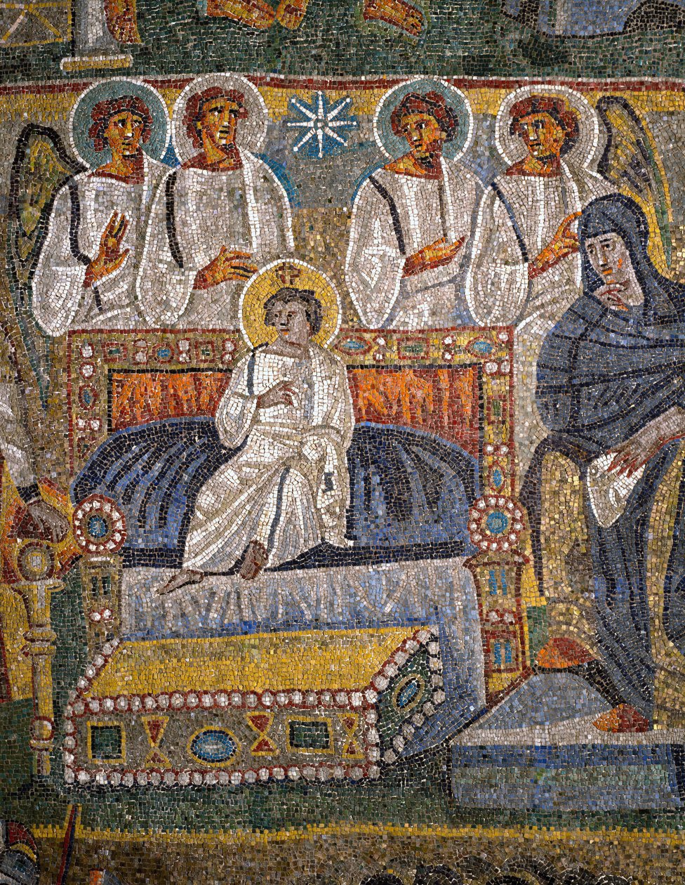 Adoración de los Magos, (detalle) de Cristo rodeado de ángeles de Italian School