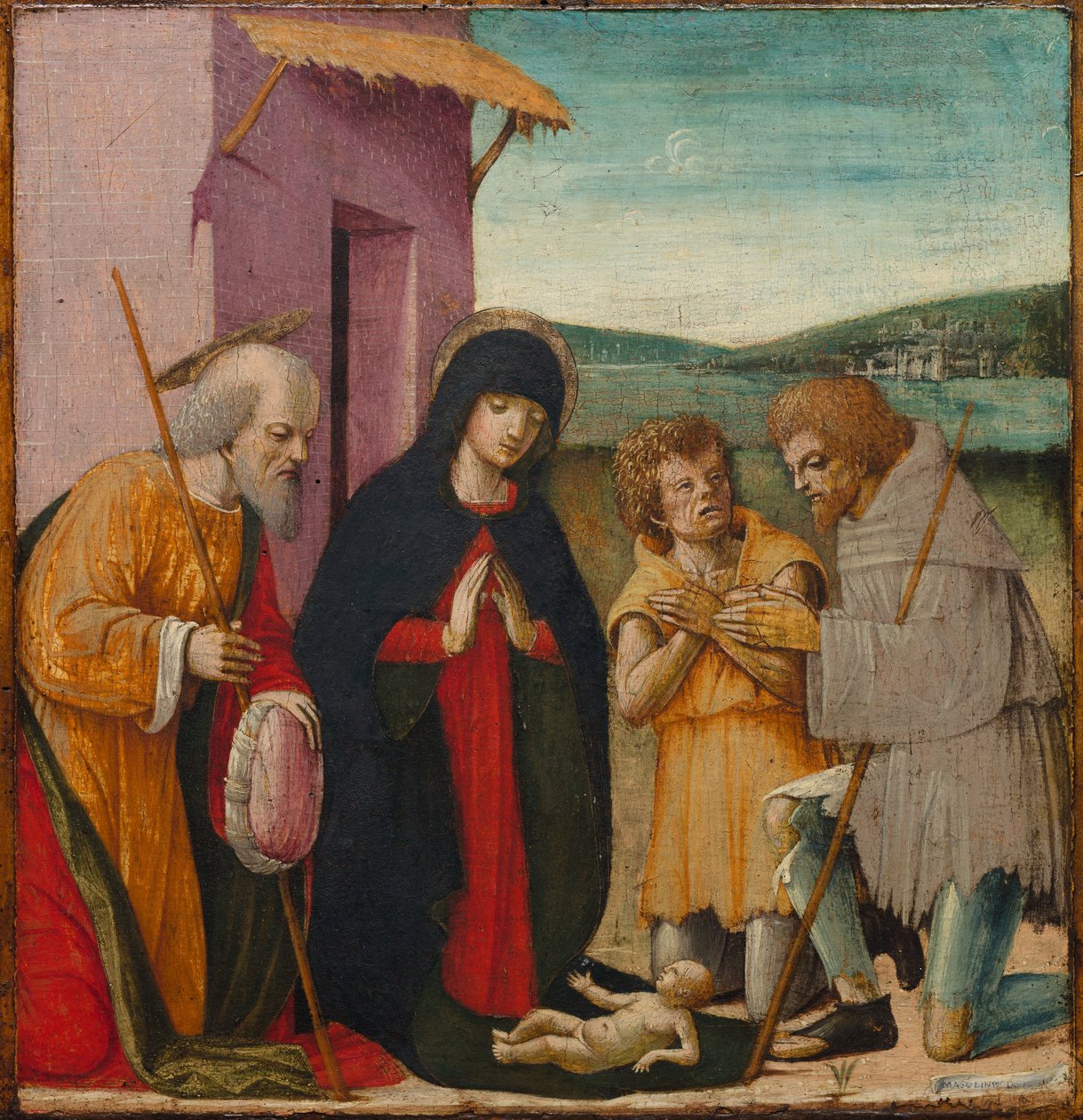 Adoración de los pastores, c. 1480-1500 (óleo sobre madera) de Italian School