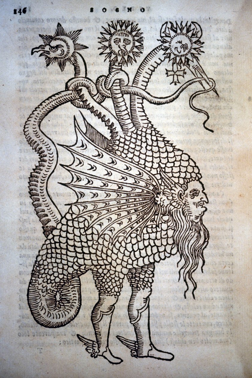 Alquimia: Monstruo híbrido, en "De Transmutatione Metallica Sogni Tre" de Giovanni Battista Nazari, editado en Brescia en 1599 de Italian School