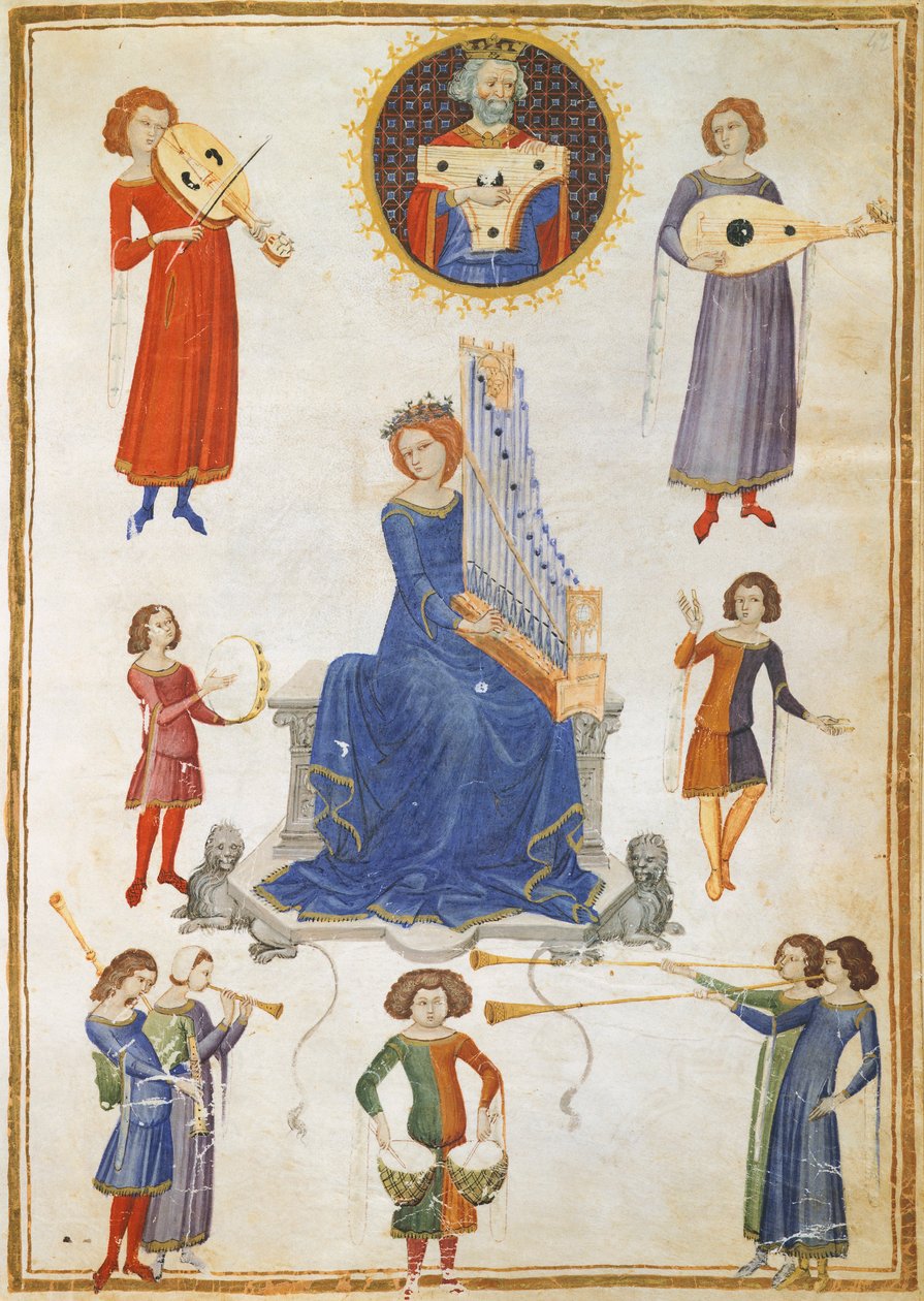 Alegoría de la música, manuscrito V A folio 27 del Instituto de Música por Severin Boezio de Italian School