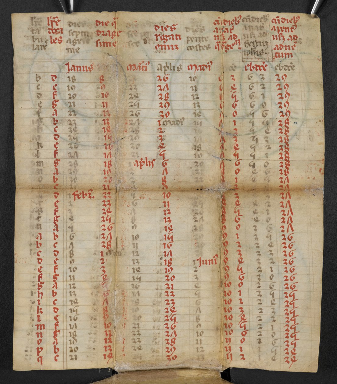 Calendario italiano plegable de enero a noviembre, c. 1381 de Italian School