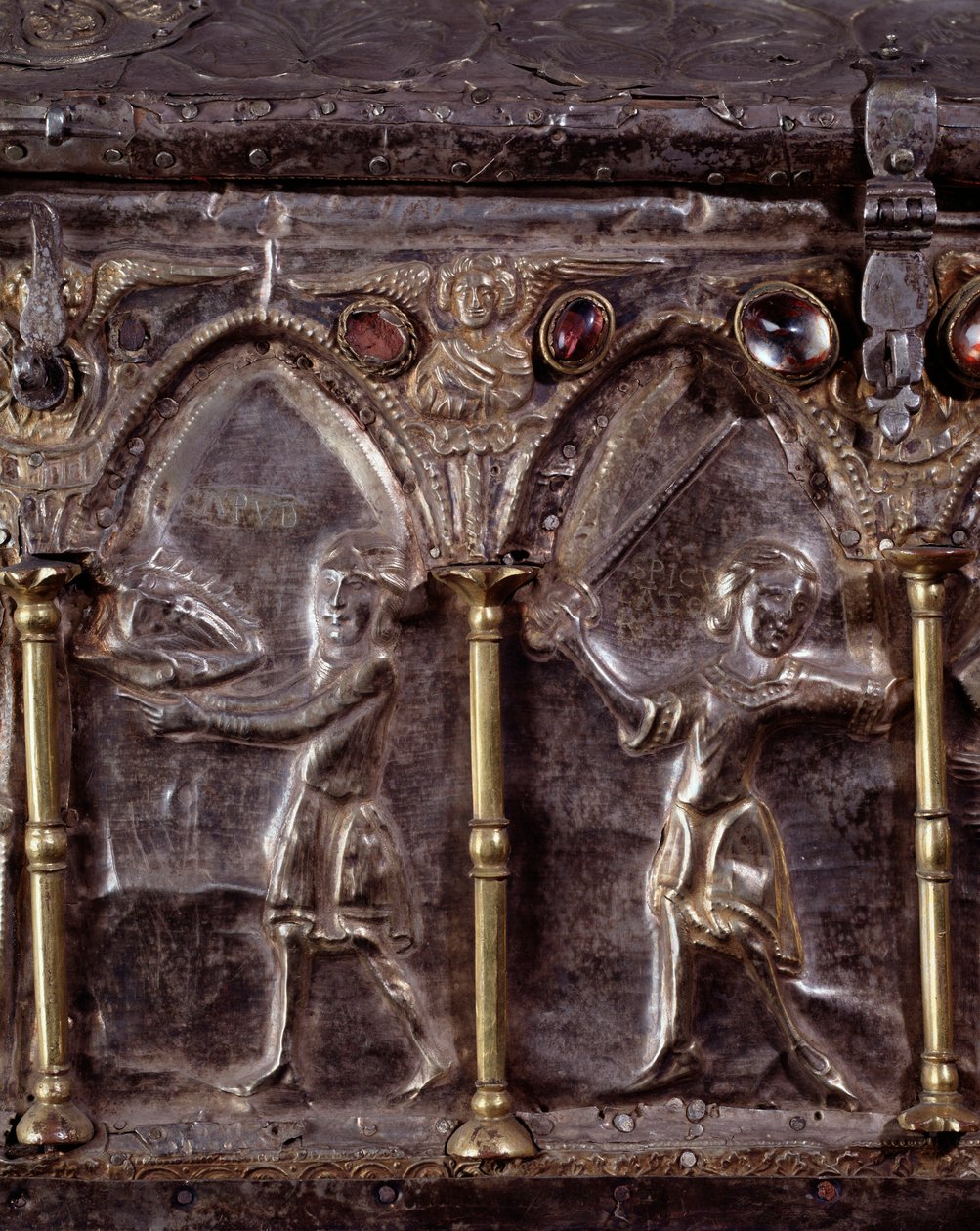 Arca de Barbarroja, con escenas de la vida de San Juan Bautista (madera, hoja de plata y piedras) de Italian School