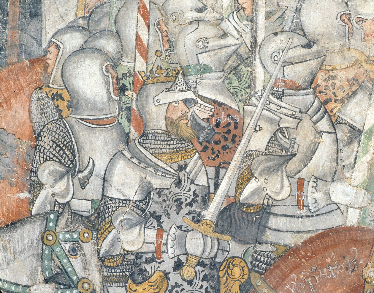 Ejército, detalle de una escena de batalla (fresco) de Italian School
