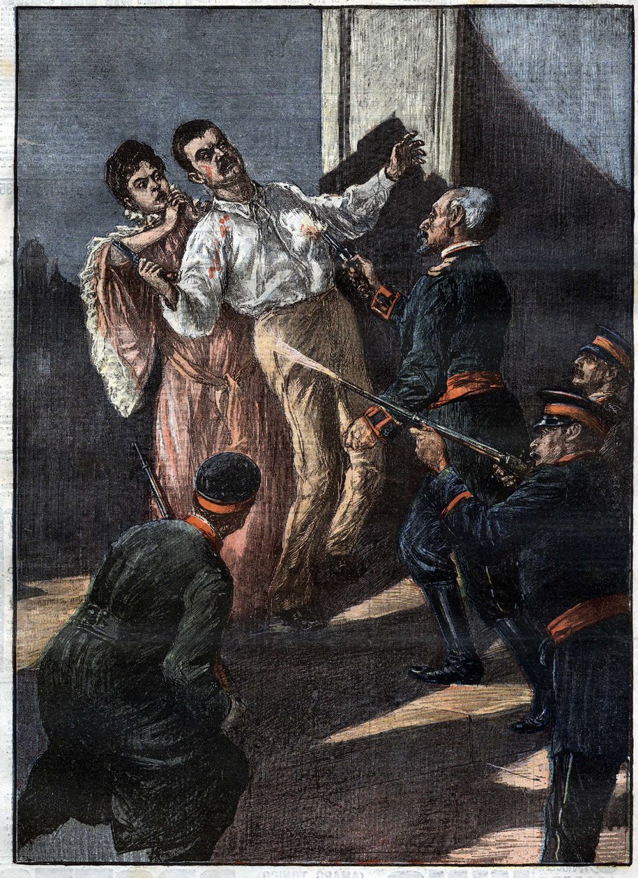 Asesinato de los Reyes de Serbia (el Rey Alexander Obrenovich y la Reina Draga Masshin víctimas de una conspiración Karageorgevich) Junio de 1903". La Tribuna Illustrata" de junio de 1903. de Italian School