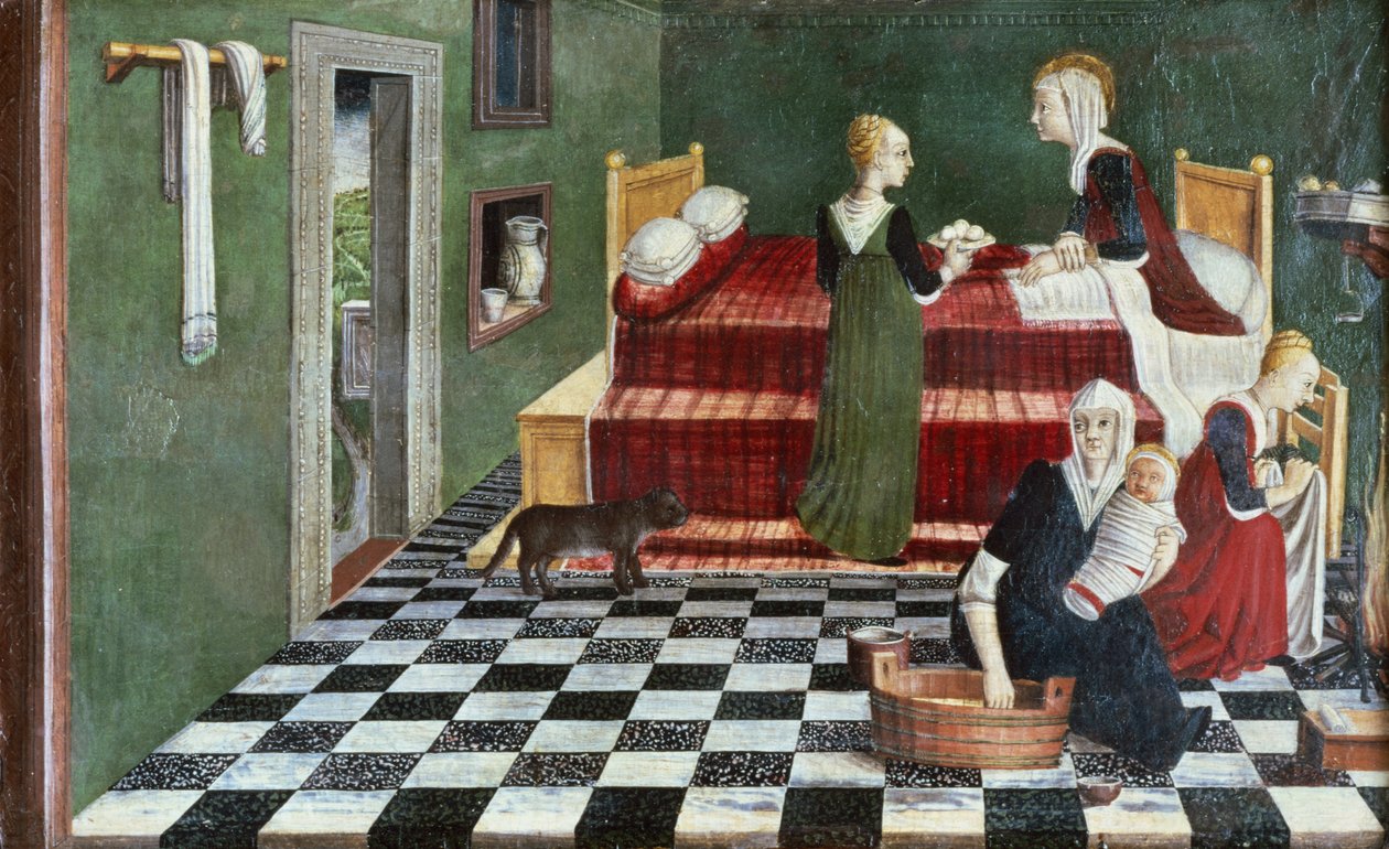 Nacimiento de la Virgen (compartimento de una predela), Veneto, c.1480 de Italian School