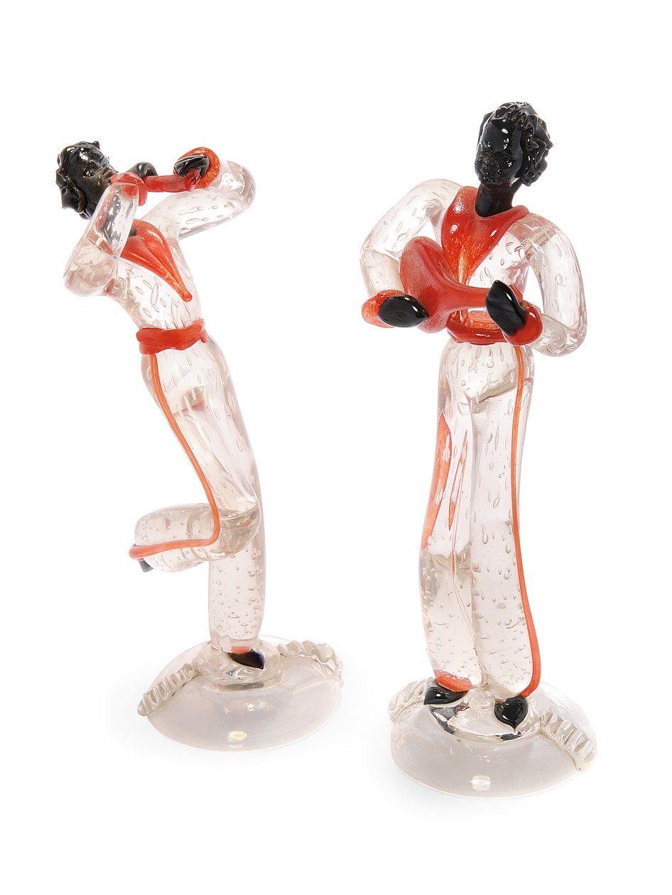 Blackamoor Minstrel Figures, c.1938 (vidrio) de Italian School