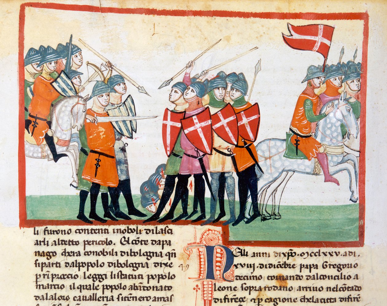 Boloñeses derrotados en Ponte San Broccoli por el Conde de Montefeltro de Italian School