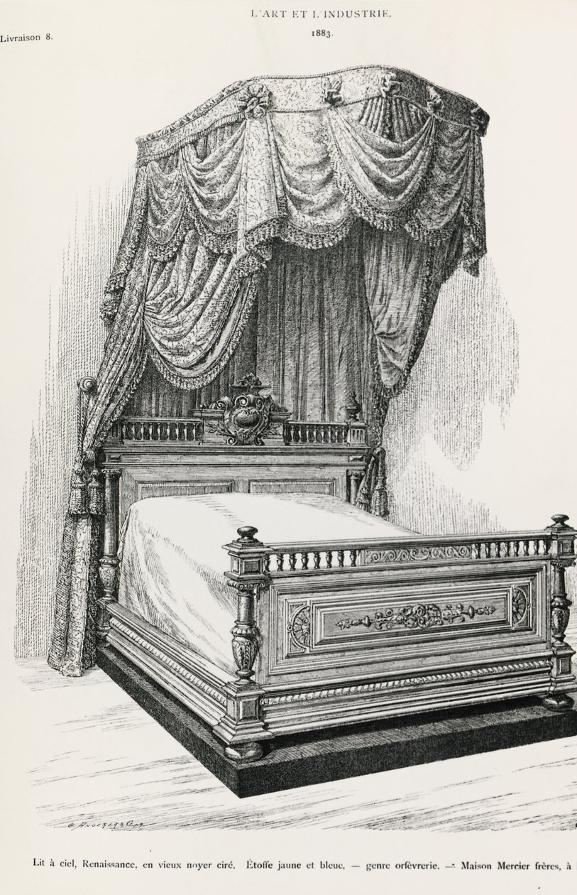 Cama con dosel, ilustración de L