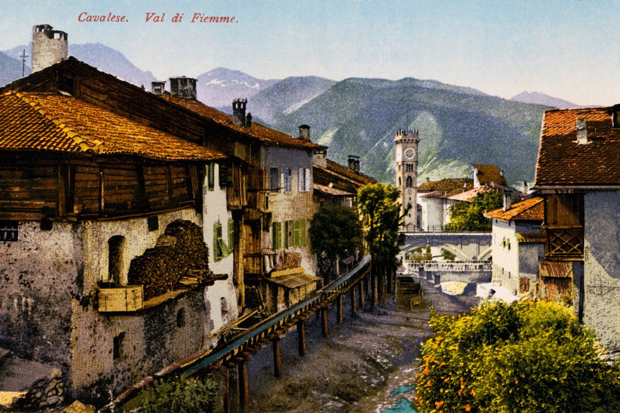 Cavalese, Val di Fiemme, tarjeta postal, Trentino-Alto Adigio, Italia, siglo XX de Italian School