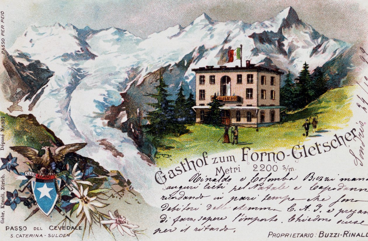 Paso de Cevedale, tarjeta postal, Trentino-Alto Adigio, Italia, siglo XX de Italian School