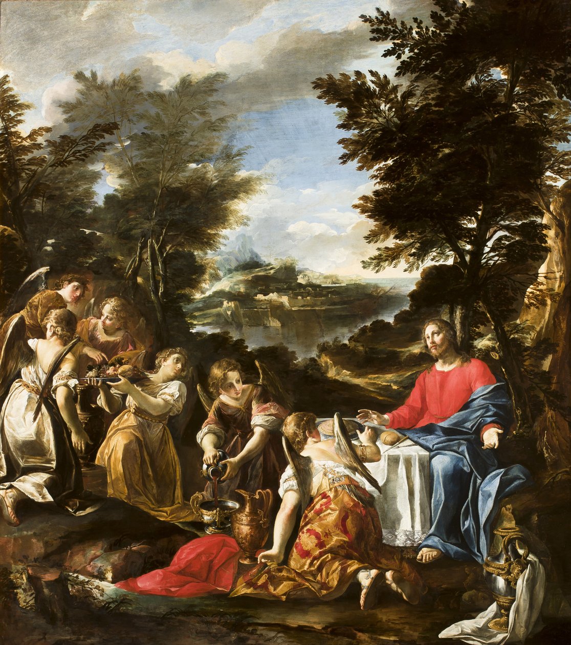 Cristo servido por ángeles, c.1650-1700 de Italian School