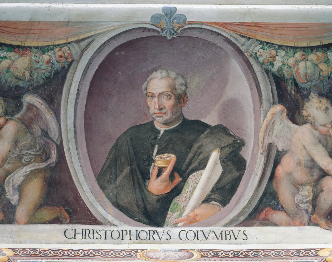 Cristóbal Colón, en la Sala del Mappamondo de Italian School
