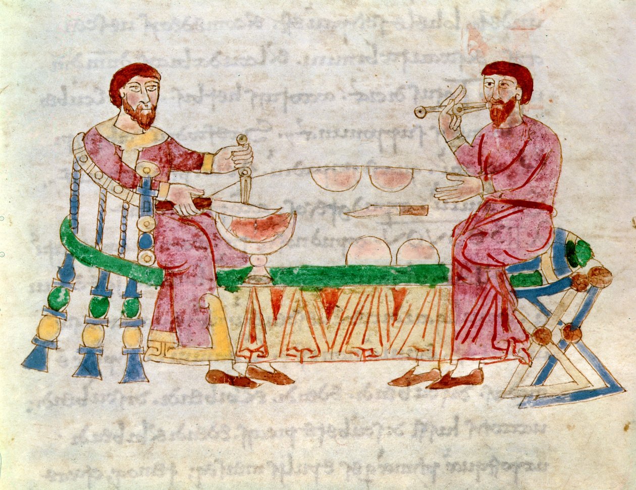 Codex 132 Livre 22 Cap.1 La comida, de De Universo por Rabanus Maurus (c.780-856) 1023 de Italian School