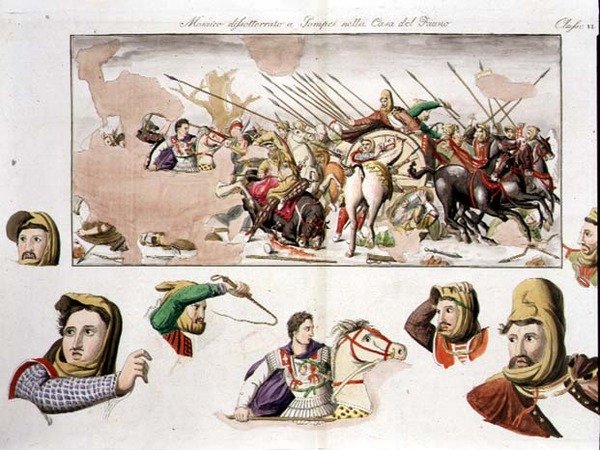 Copia del Mosaico de Alejandro de la Casa del Fauno, Pompeya, lámina 10, clase 6 de la Parte I de 