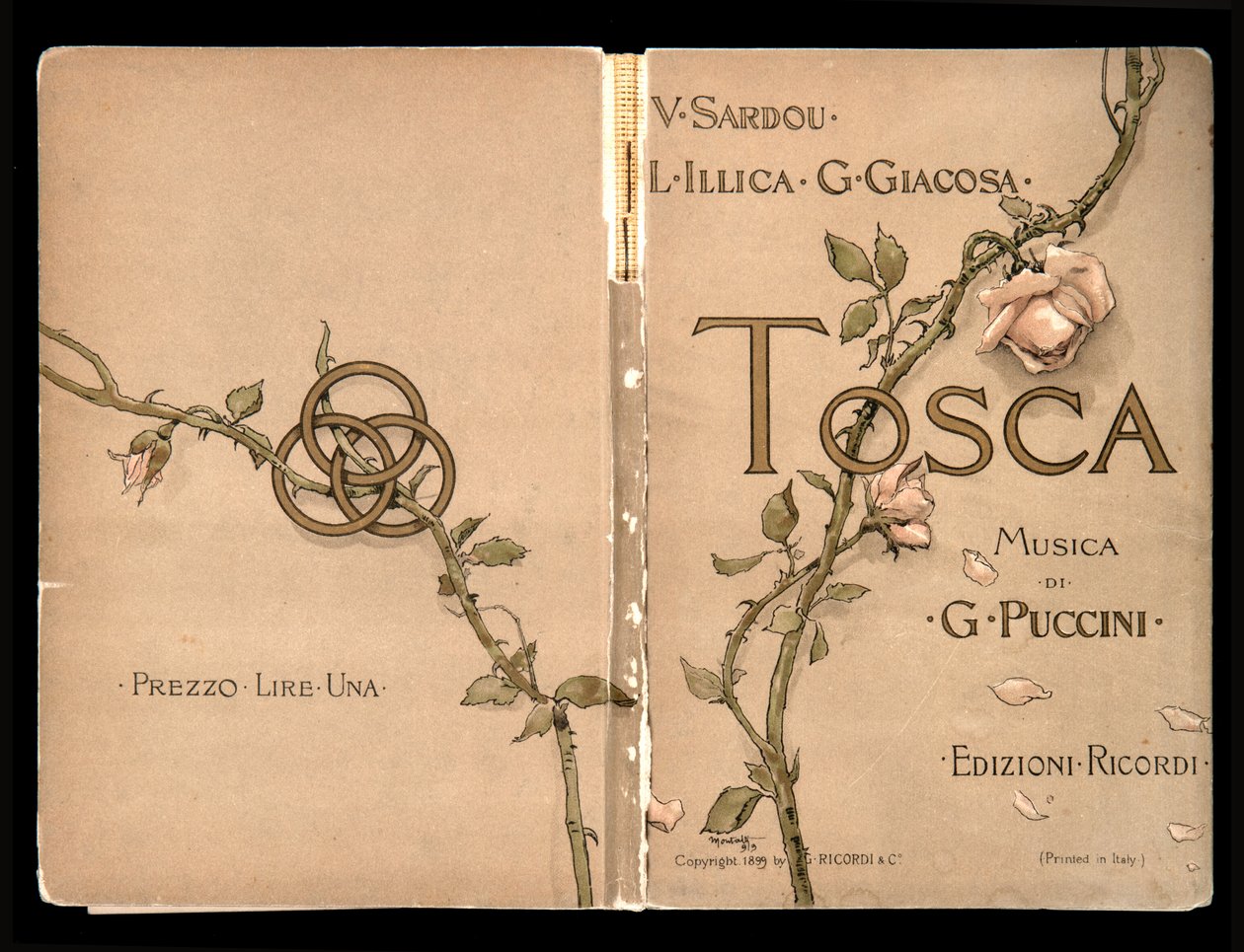 Portada, Libretto della Tosca de Giacomo Puccini, Edizione Ricordi, Italia de Italian School