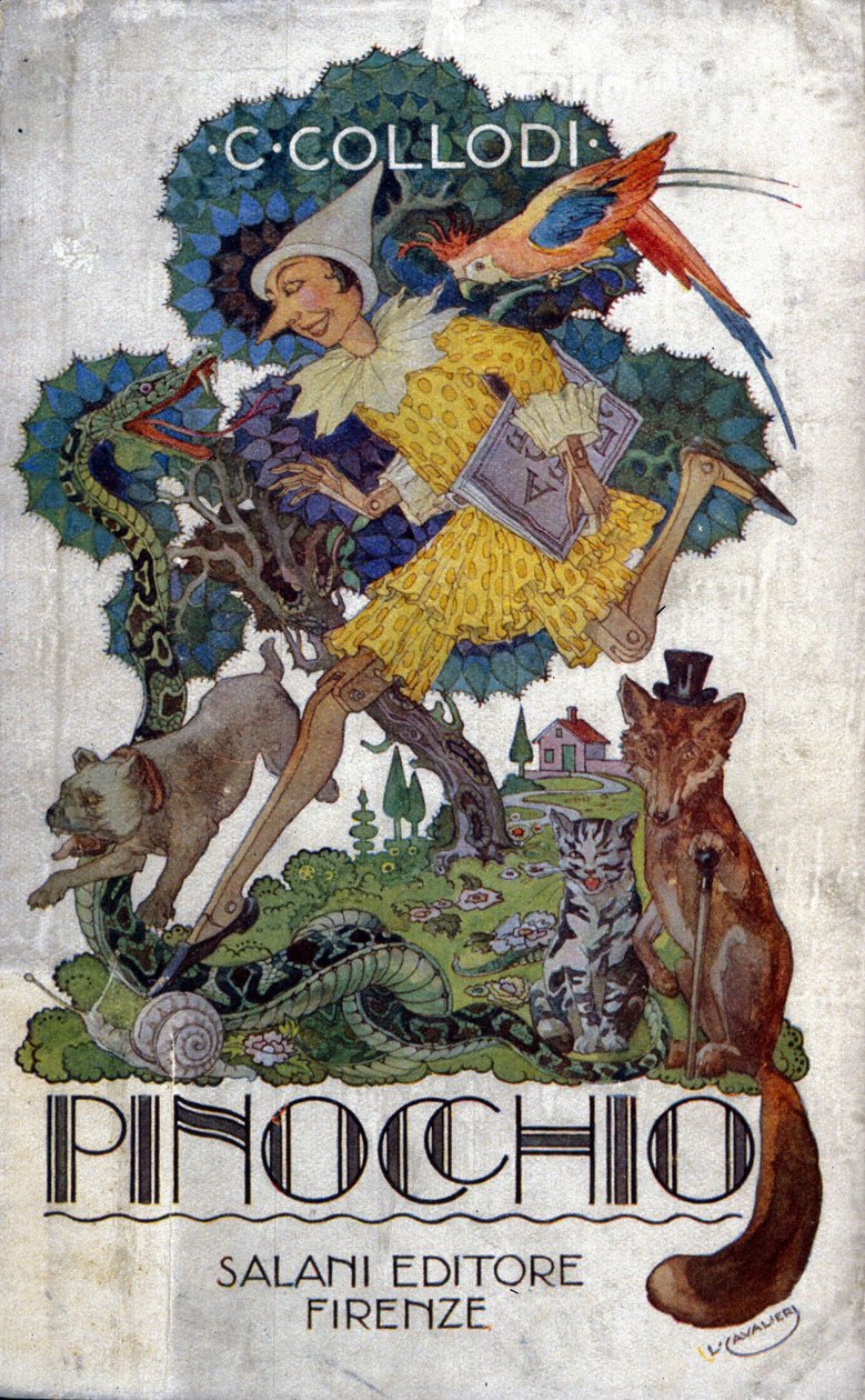 Portada del libro de Carlo Collodi "Pinocho" editado por Salani editore, hacia 1920. de Italian School