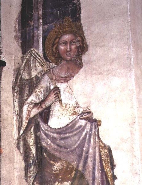 Figura coronada sosteniendo una palma, posiblemente un ángel de Italian School