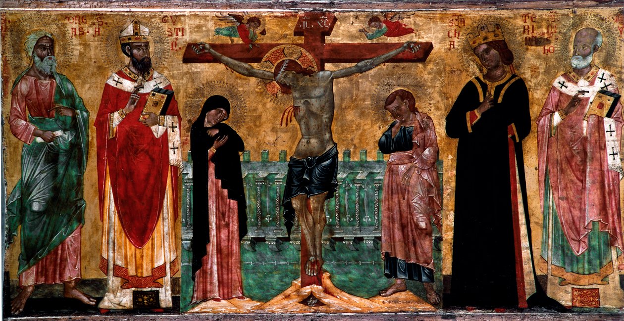 Crucifixión y santos de Italian School