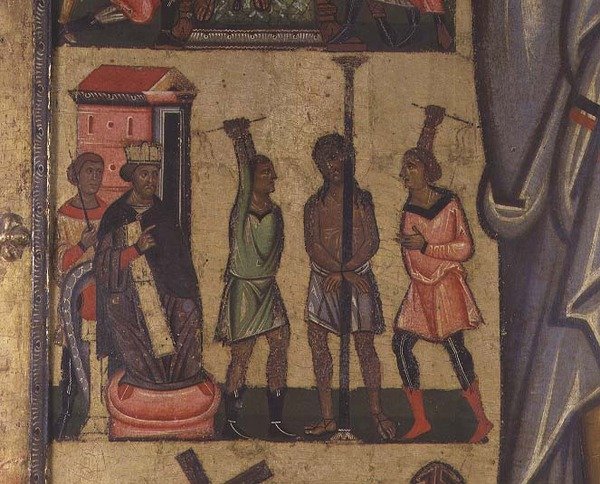 Crucifixión con historias de la Pasión: (detalle) de Italian School