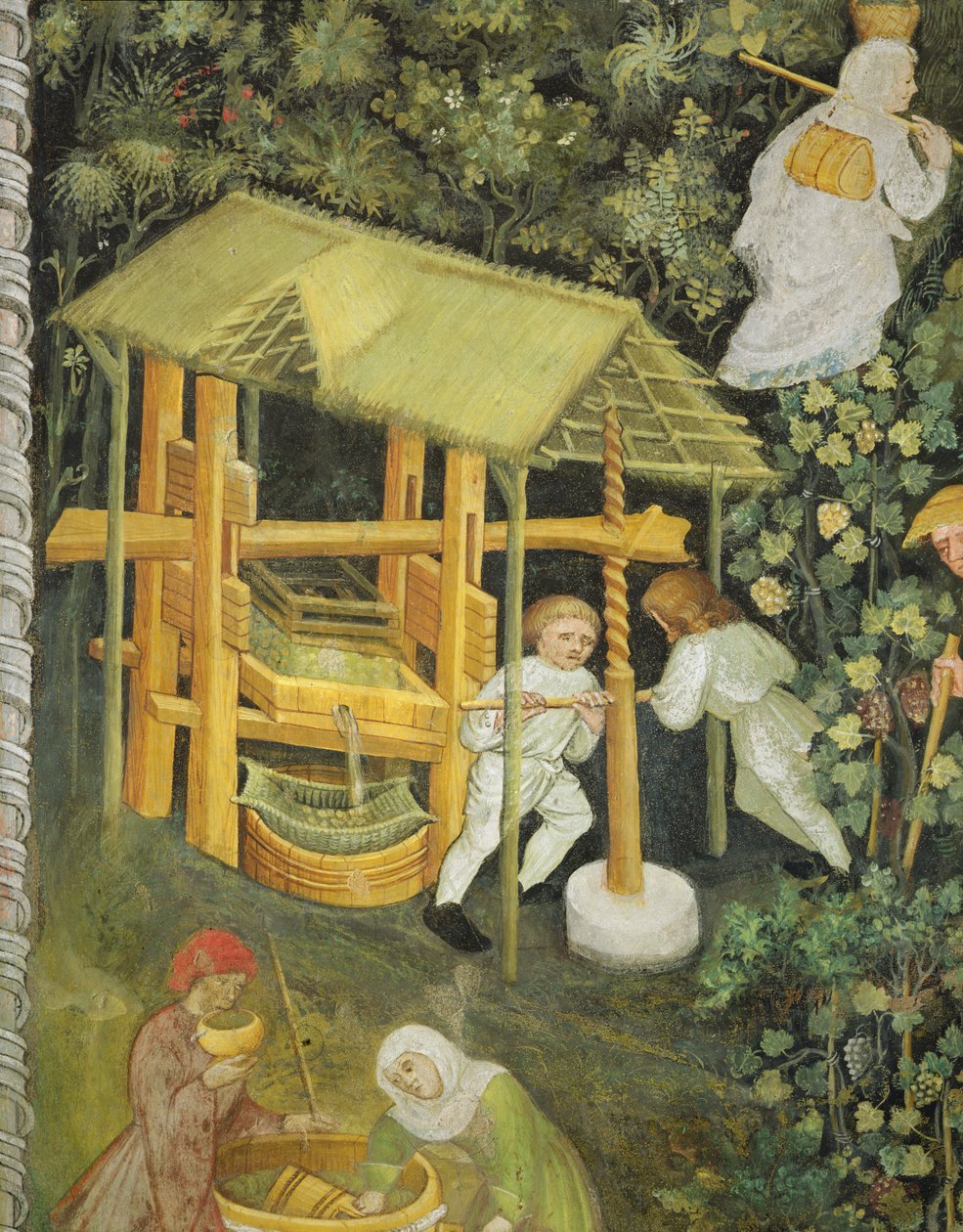 Trituración de la uva. El lagar (fresco) de Italian School