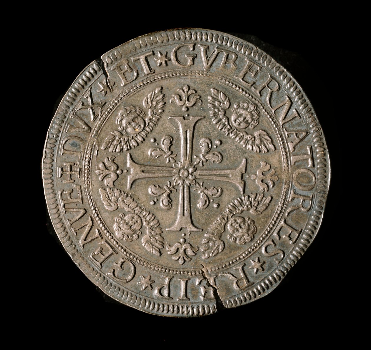 Moneda de la República de Génova: ECU ancho en plata. Diámetro 61 mm. 1693. frente. Genes Musei di Strada Nuova (inv, M7135) de Italian School