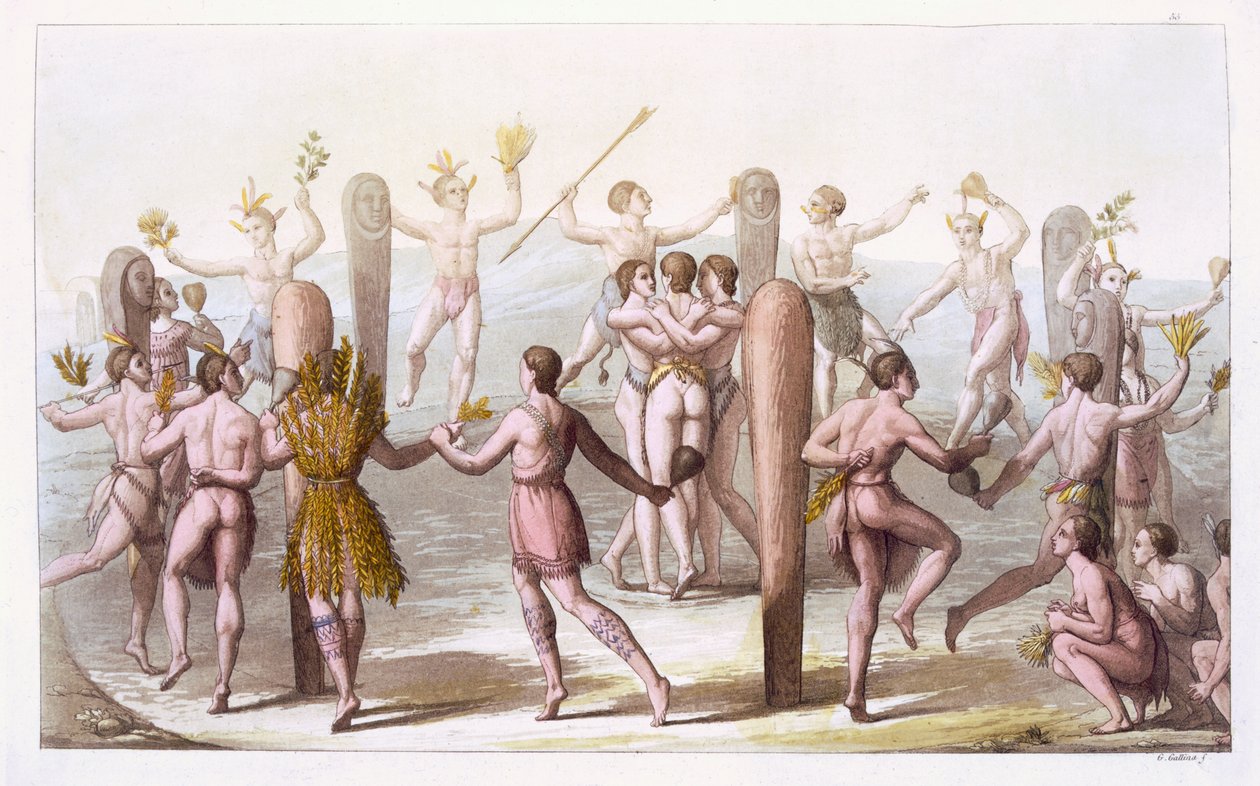 Bailes de los Habitantes Nativos de Virginia, c.1820 de Italian School