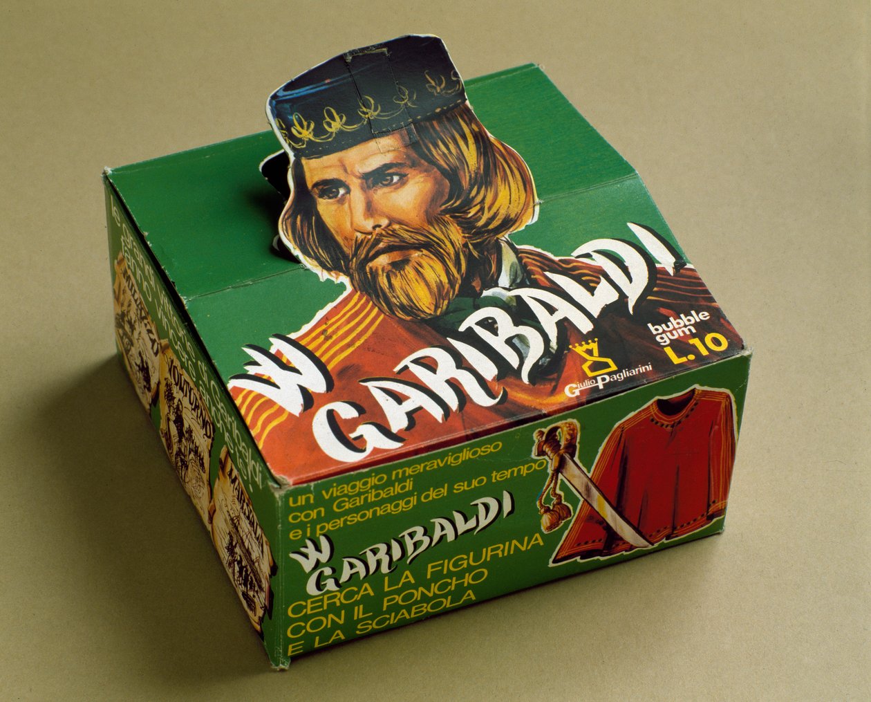 Productos derivados: caja de chicles con la efigie de Giuseppe Garibaldi de Italian School