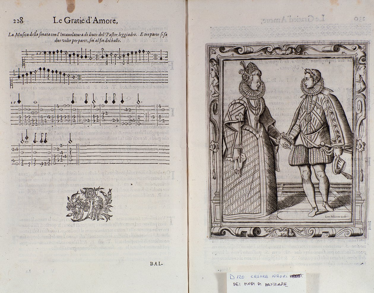 Descripción de un ballet para dos Doble página de Le Gratie d