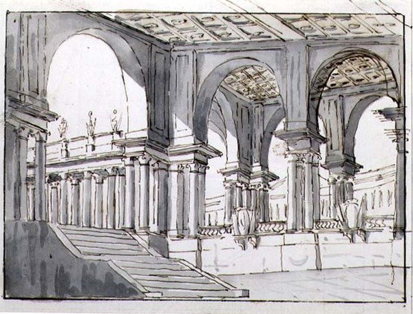 Diseño para un escenario neoclásico de Italian School