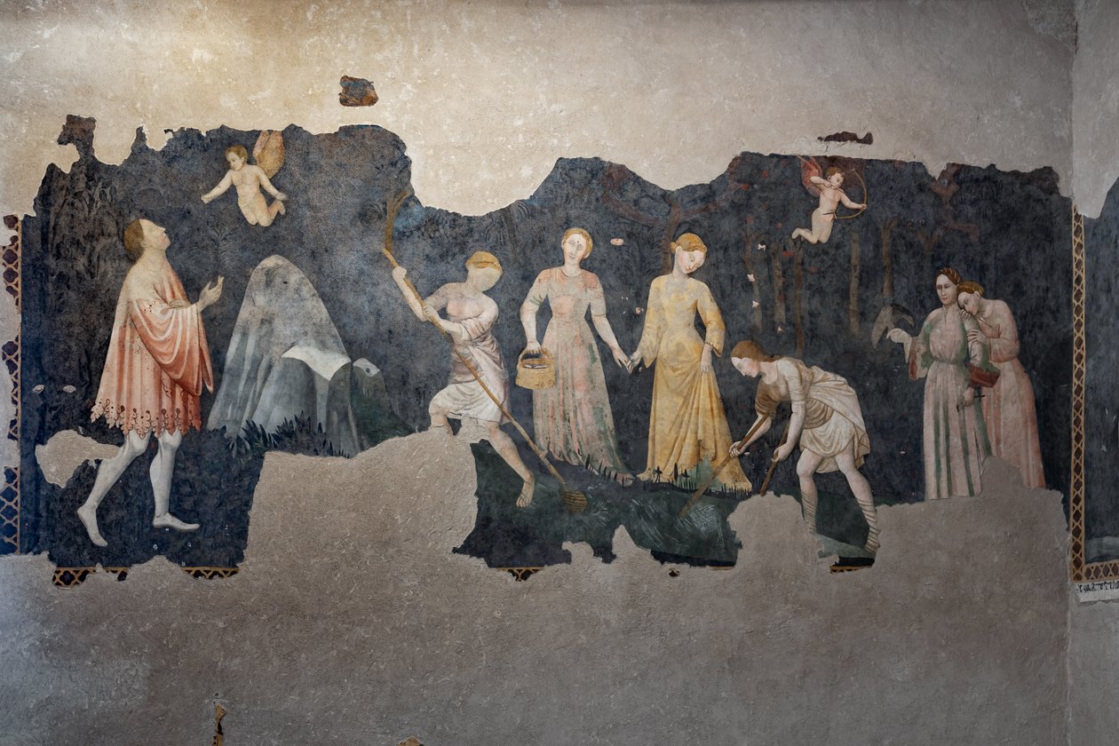 Detalle de los frescos de la Cámara Pinta de Italian School