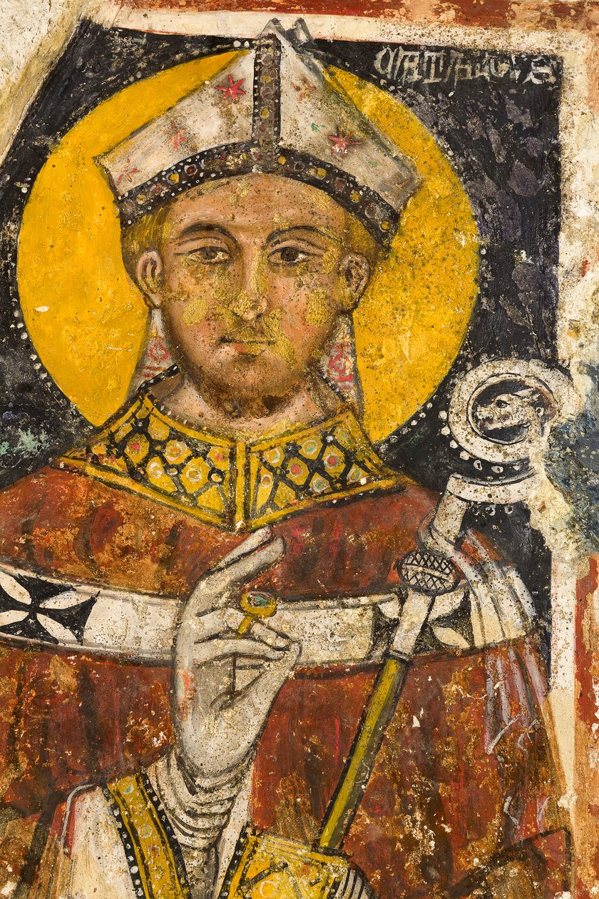 Detalle del tríptico que representa a San Cataldo, Cripta de la Catedral de Italian School